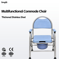 Chaise de toilette pliable en acier inoxydable robuste avec accoudoirs larges antidérapants pour personnes âgées, handicapées et femmes enceintes