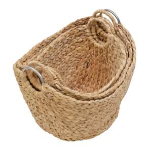 Natural Water Hyacinth Storage Baskets With Handles Oval Shape <b>Rustic</b> Style Multi Purpose Use Wholesale Price from Vietnam - Product Image 1
