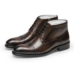 2025 Men's Leather <b>Boots</b> for Business Formal Wear, Cowhide Chelsea <b>Boots</b>, Cowhide Mardi <b>Boots</b> - Product Image 1