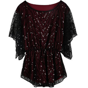 OEM su misura scintilles in maglia con paillettes e tunica Plus Size camicia Glitter da festa elegante ampia top donna matura camicetta estiva - Product Image 2