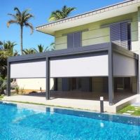 Gazebo motorisé en aluminium imperméable, pergola à lames orientables électriques pour la protection contre la pluie et le soleil dans le jardin et au bord de la piscine