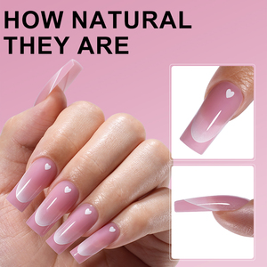 Vente en gros de 120 faux <span class=keywords><strong>ongles</strong></span> carrés français, pointes en gel souple, design cœur brun rose, <span class=keywords><strong>ongles</strong></span> à presser, pointes françaises - Product Image 3