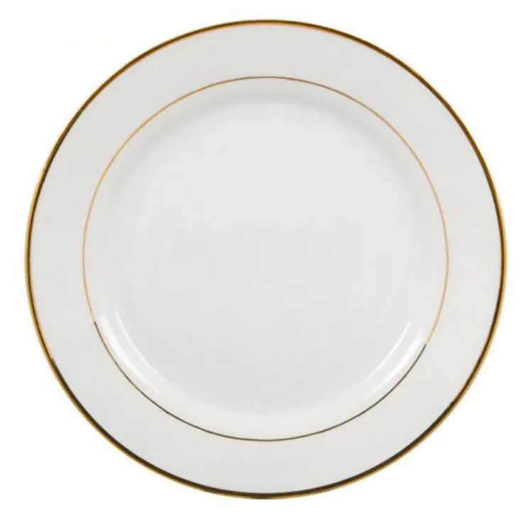 B021-3 Sublimation Blank Plate Lower Price Sublimation House Decorative Gold Rim Plate white Ceramic Plate 8/10 inch