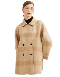 New Arrival 100% Wool Fabric Coat Cashmere for Women Eyes Wind Coat Wool Cardigan