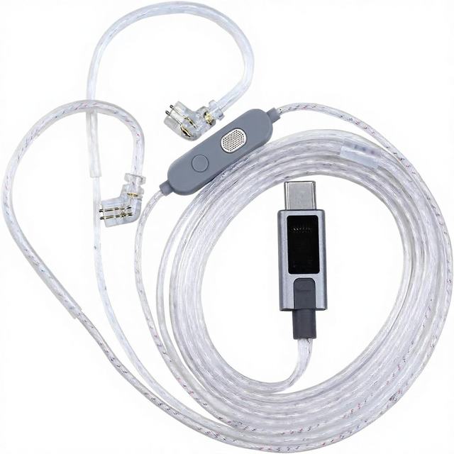 Original KZ M2 Dual Microphone Silver Plated Male-Male Type-C 3.5mm KZ Iem Cable Detachable Cable Earphone Gaming Headset Cable