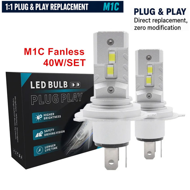 FSYLX M1C Mini Size CSP 3570 LED Headlight Bulb 40W 5000LM 6000K Car Fog Light Luces H1 H4 H7 H8 H9 H11 9005 9006 LED Globes