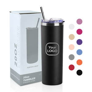 Bicchieri Termici in <span class=keywords><strong>Acciaio</strong></span> Inox Nero Opaco, Tazze Isolate Sottovuoto da 20 Once, Bicchieri Sottili e Dritti, Tazze Termiche in <span class=keywords><strong>Acciaio</strong></span> Inox - Product Image 1