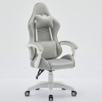 Chaise pivotante d'ordinateur en velours gris personnalisé Chaises de jeu professionnelles ergonomiques réglables