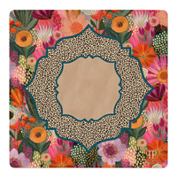 Tapis de protection de table pliable antidérapant motif floral cercle teal 80x80cm 3mm d'épaisseur pour Mahjong