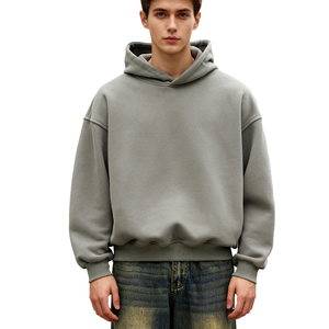 Sudadera con Capucha Holgada de Algodón de 500 g/m² Personalizada OEM para Hombre, Corte Cuadrado, Estampado en Serigrafía, Estilo Urbano, Talla Grande, para Hombre, TKAN585 - Product Image 4
