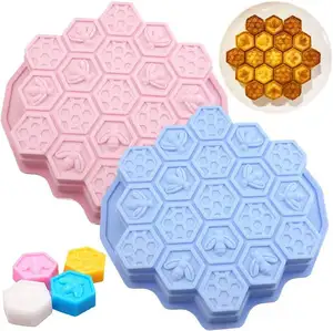 19 Cavity Silicone Honey Comb Bees Soap Mold Food Grade Beeswax Cake Baking Moulds