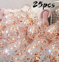 Ballons à paillettes or rose, 25 pièces, ballons en latex à confettis, adaptés aux décorations de mariage, d'halloween, d'anniversaire et de fête