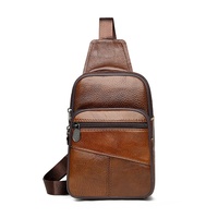 Sac de poitrine en cuir véritable personnalisé couche supérieure en cuir de vachette sac de messager à bandoulière pour hommes sac de poitrine de sport à la mode 2025