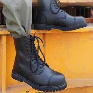 Bottes longues en cuir pleine fleur respirantes pour hommes American Tactical, prix d'usine pour la sécurité personnelle, couleur noire - Product Image 4