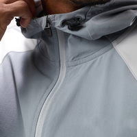 Veste coupe-vent avec fermeture éclair et bloc de couleurs pour hommes, veste à capuche personnalisée en tissu nylon imperméable, vestes de sport d'entraînement pour hommes, ensembles de shorts