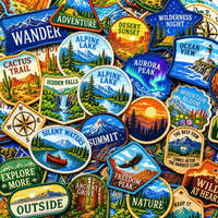 Patchs de paysages naturels personnalisés à coudre en chenille, badges brodés, patchs brodés avec logo personnalisé pour l'extérieur