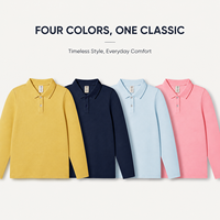 Polo à manches longues personnalisé avec logo, 230 g, 95 % coton, 5 % élasthanne, pour adultes et enfants, uni, sans motif