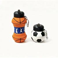 Bouteille d'eau de sport pliable en silicone, portable, anti-fuite, pour le basketball, le football, le camping, la randonnée et les voyages