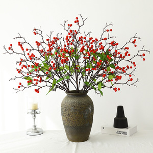 Ramo de Bayas Rojas Artificiales de Espuma Plástica, Fruta de la Fortuna, Decoración para el Hogar y Bodas, Serie 6350 - Product Image 4