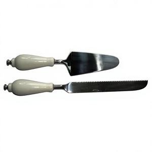 Cake Server and Cheese <b>Knife</b> High Quality Stainless Steel Cutlery <b>Set</b> With <b>Ceramic</b> Grip 2 Custom Pcs Cutting Tool <b>Set</b> for Bakery - Product Image 1