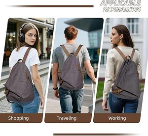 Sac à dos vintage en toile - Grand sac à dos décontracté pour le quotidien, les voyages en plein air et la randonnée pour hommes et femmes - Product Image 6