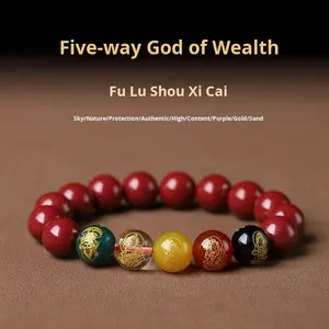 エスニックアニマルデザイン貔貅五路財運ブレスレット 女性用 パープルゴールドサンド 誕生年ギフト - Product Image 5