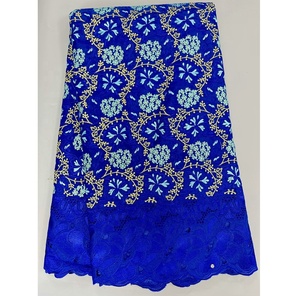 Tela de encaje de algodón africano de alta calidad con diamantes de imitación, venta al por mayor, encaje de gasa suizo para mujeres, vestidos de novia, costura - Product Image 4