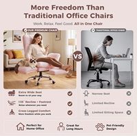 Cómoda Silla Giratoria Ajustable con Patas Cruzadas, Silla de Oficina Ajustable para Computadora, Color Rosa