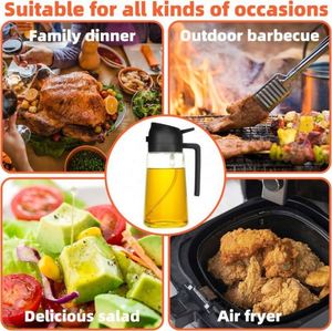 2 in 1 Olive Oil Dispenser <b>Bottle</b> 470ml Premium Glass ReusableOil Spray <b>Bottle</b> Hand Wash Only for Cooking & Baking - Product Image 6