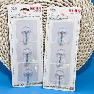 Paquete de 3 ganchos adhesivos sin rastro, ganchos de plástico transparente resistentes con ventosa, ganchos sin perforación, venta al por mayor para tiendas de 2 yuanes. - Product Image 4