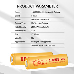 미국 주식 IMREN 18650 배터리 2100mah 50A 3.7v 3.6v 리튬 리튬 이온 전지 충전식 Inr18650 원통형 3 차 Akku - Product Image 3