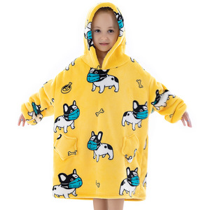 Sherpa di flanella indossabile coperta con cappuccio felpa all'ingrosso personalizzato di lusso per l'inverno Super morbido spesso oversize in pile per bambini - Product Image 3