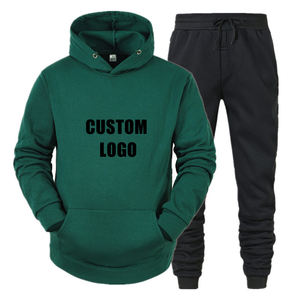 Yeni moda erkek özel marka adı dijital baskılı kalın ve sıcak teknoloji polar Hoodie & Sweatpants iki parçalı eğitim eşofman - Product Image 3