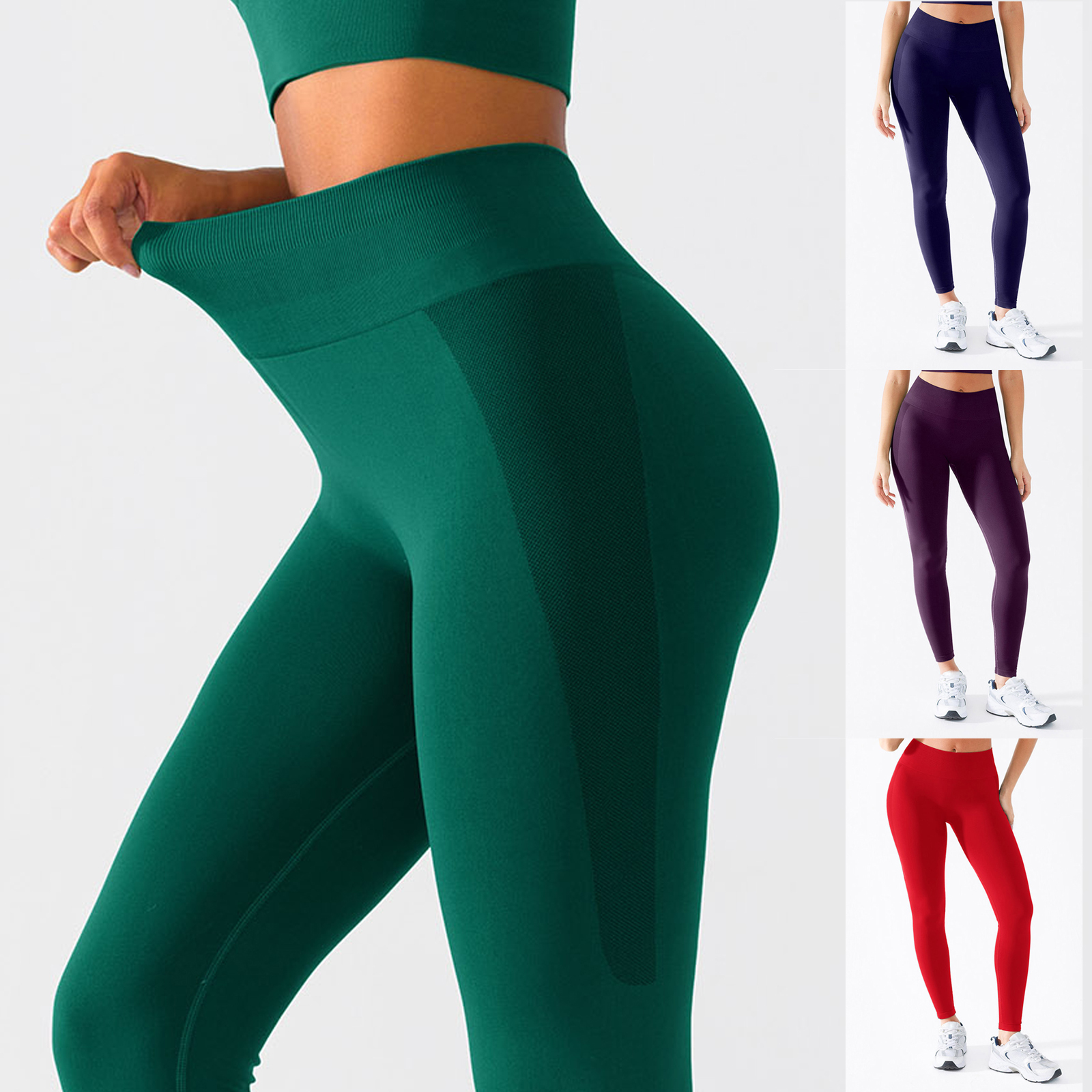 Vractive High Waist Peach Lift Leggings Tummy Control Anti-Roll Seamless Workout Yoga Pants for Women