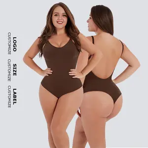 Wholesale Custom Body Shaper For Women Seamless Cover-Breast Open-Back Shapewear Thong Bodysuit