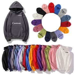 Sudaderas con Capucha Personalizadas para Hombre, Otoño Invierno, con Logotipo, Casuales, Unisex, de Forro Polar Grueso, con Bolsillo y Cordón Ajustable - Product Image 1