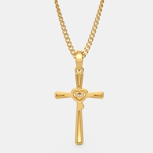 Colgante de Cruz <span class=keywords><strong>Aric</strong></span>, collar con colgante de circonita en forma de corazón, cadena de eslabones impermeable de acero inoxidable, collar cruzado para mujer - Product Image 3