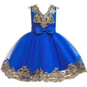 Avrupa tarzı v yaka tasarım çocuk prenses elbise parlak boncuk bebek kız doğum günü dresseselebanquet ziyafet kırmızı çocuk balo elbise