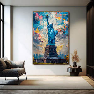 <span class=keywords><strong>Peinture</strong></span> sur toile de haute qualité représentant la Statue de la Liberté, <span class=keywords><strong>peinture</strong></span> au couteau, surdimensionnée, art mural personnalisé, portraits texturés au couteau - Product Image 4