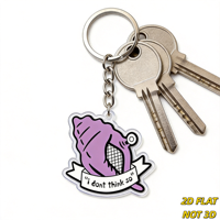Porte-clés et breloque de sac en acrylique « I Don't Think so » avec coquille de conque violette, filet et bannière, style Sassy Kawaii Gothique