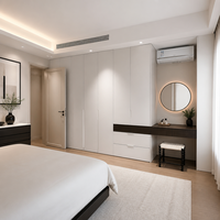 Coiffeuse flottante sur mesure pour chambre à coucher avec miroir, table de maquillage moderne de luxe à placer au bout du lit, suite de placards intégrés pour la maison, personnalisable
