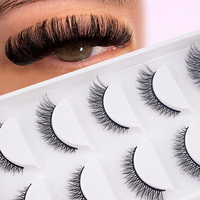 Bulu Mata Palsu D Curl Natural Wispy Faux Mink Ringan Volume Cat Eye Strip Lashes Perlengkapan Salon Kecantikan Grosir