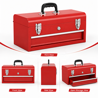 Boîte à outils portable en acier rouge Guanpin, directement de l'usine, avec poignée de transport, serrure et tiroirs personnalisables
