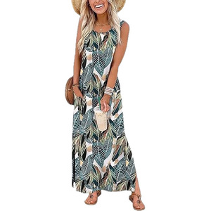 Women's Sleeveless Maxi Dress With Slit Loose Fit High Waist Casual Vacation Style Smlxlxxlxxxl - Product Image 5