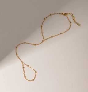 مجوهرات ملهمة مطلية بالذهب عيار 18 من الفولاذ المقاوم للصدأ الفاخر غير مشوه سلسلة صغيرة خاتم معصم إصبع سوار موضة عيد الحب - Product Image 3