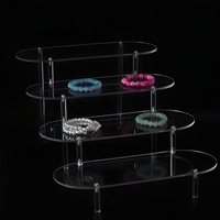 Présentoir en acrylique transparent ovale à 4 niveaux pour Funko Pop, cupcakes, parfums – Support de présentation en acrylique arrondi de 30 cm de large – Vente en gros