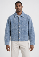 Veste en jean texturée bouclée pour homme, réversible, en coton, décontractée, avec poches à bouton unique, pour l'hiver