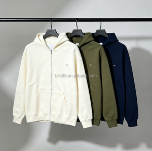 Sudadera con Capucha y Cierre para Hombre, Color Sólido, Algodón French Terry, Estilo Casual para Otoño, Corte Regular con Bolsillo Delantero - Product Image 1