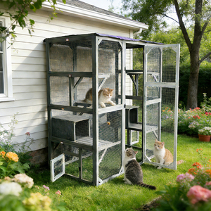 Grande spazio all'ingrosso gabbia per animali in legno all'aperto impermeabile per gatti Villa casa con gatto Scratching Board legno gatto amaca - Product Image 1