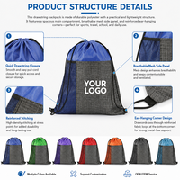 Mochila con Cordón y Logotipo Personalizado, Bolsas de Gimnasio y Lavandería de Poliéster 210D, Bolsas Resistentes al Agua con Logotipo Impreso